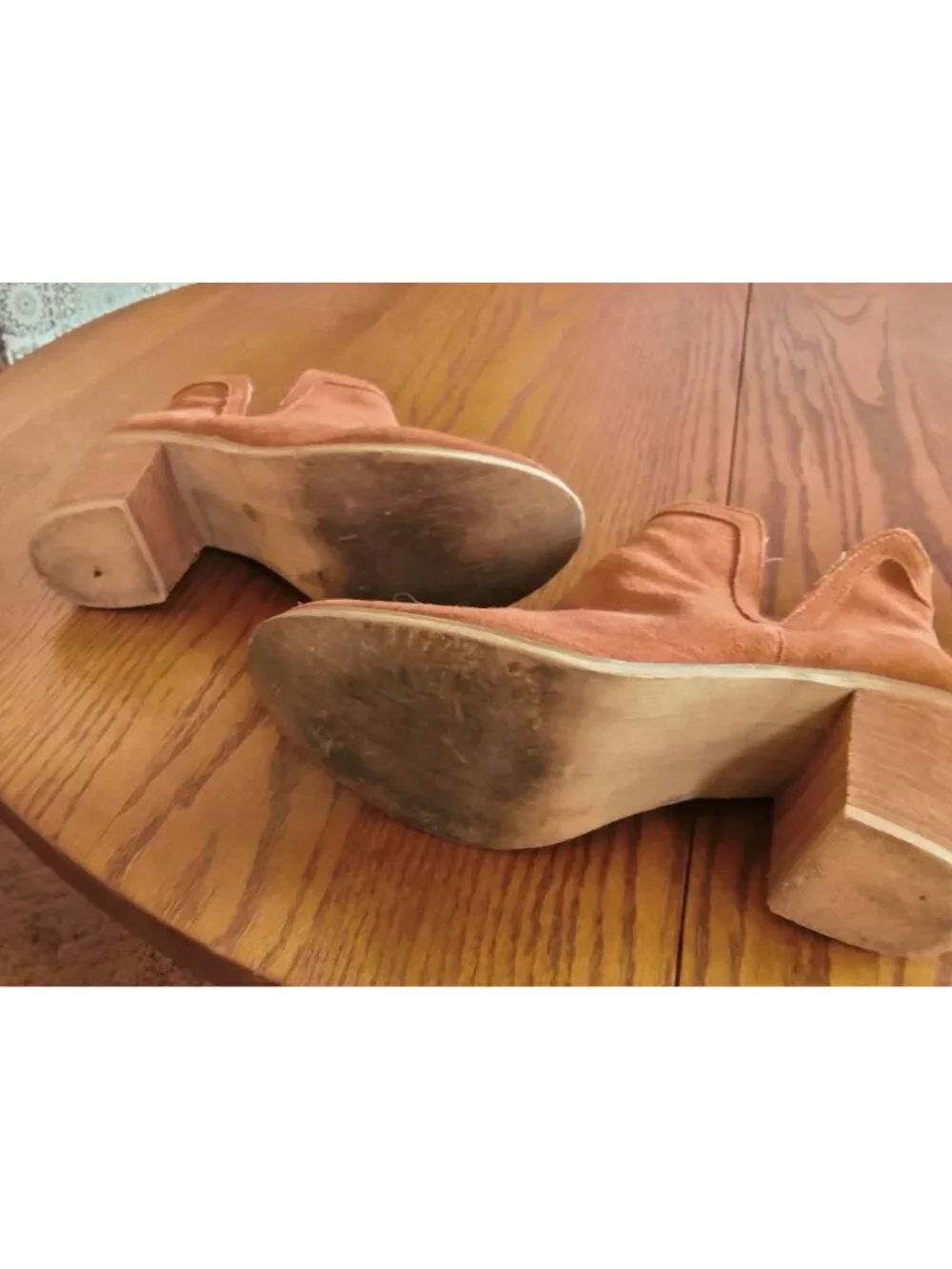 Brown Suede Ankle Booties Womens Shoes Size 9